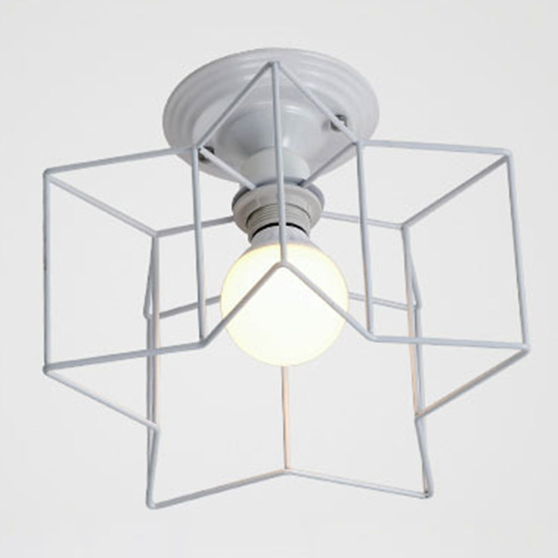 Star Semi Flush Chandelier Industrial Style Metal Ceiling Mount Chandelier for Bedroom White 10" Clearhalo 'Ceiling Lights' 'Close To Ceiling Lights' 'Close to ceiling' 'Semi-flushmount' Lighting' 2590839