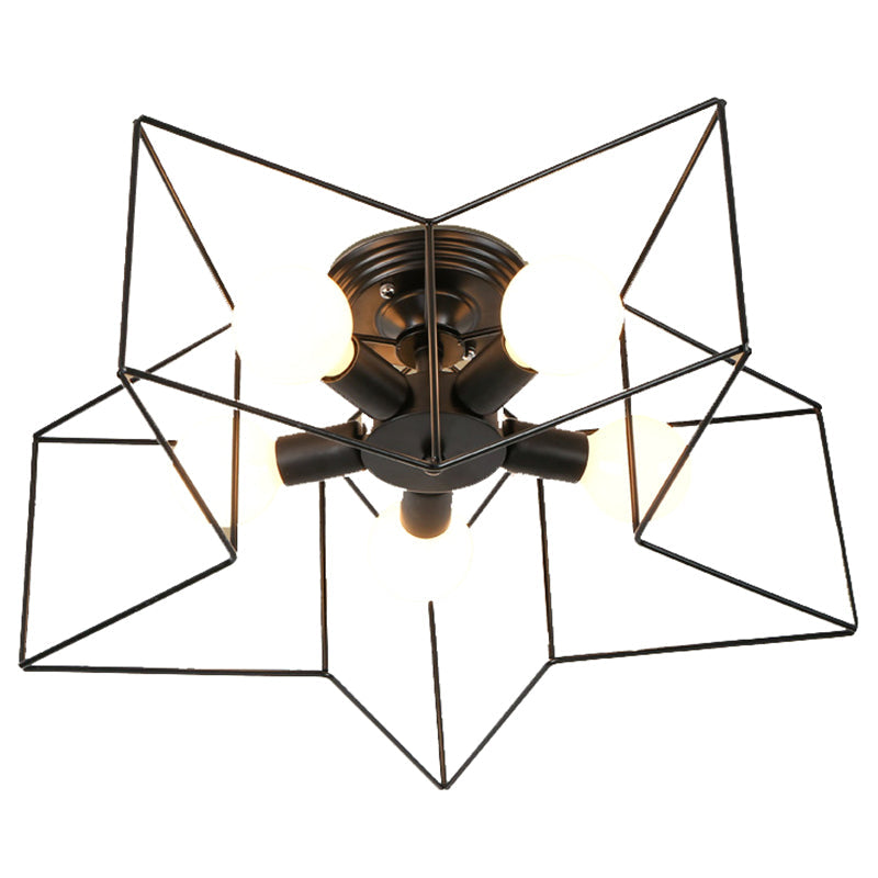 Star Semi Flush Chandelier Industrial Style Metal Ceiling Mount Chandelier for Bedroom Clearhalo 'Ceiling Lights' 'Close To Ceiling Lights' 'Close to ceiling' 'Semi-flushmount' Lighting' 2590845