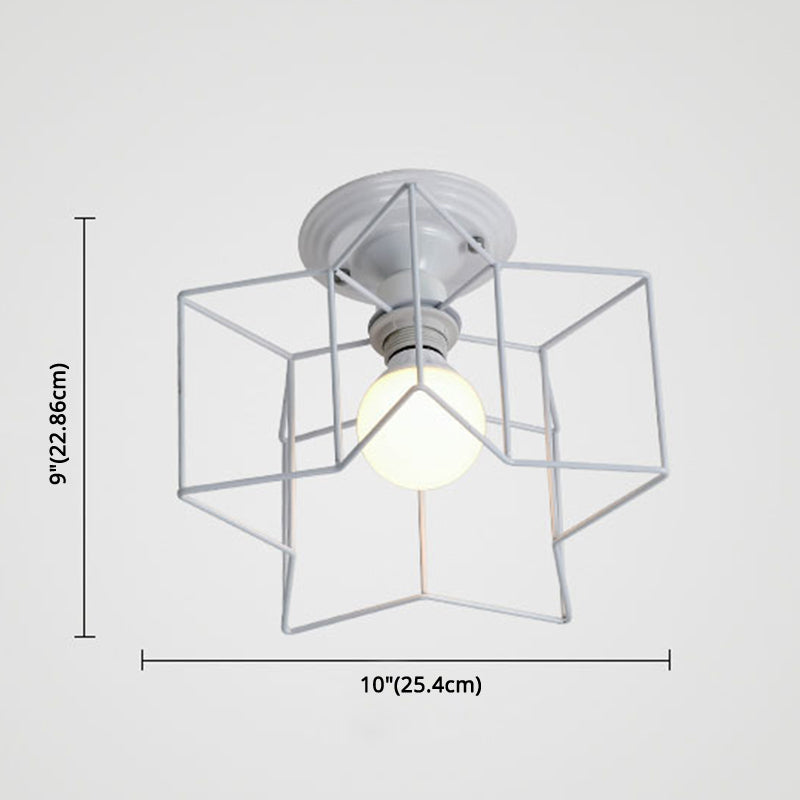 Star Semi Flush Chandelier Industrial Style Metal Ceiling Mount Chandelier for Bedroom Clearhalo 'Ceiling Lights' 'Close To Ceiling Lights' 'Close to ceiling' 'Semi-flushmount' Lighting' 2590849