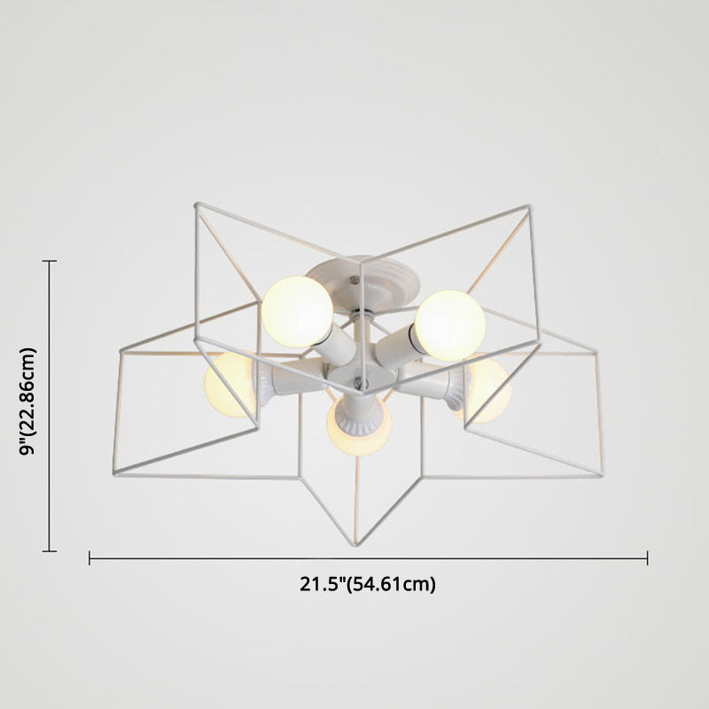 Star Semi Flush Chandelier Industrial Style Metal Ceiling Mount Chandelier for Bedroom Clearhalo 'Ceiling Lights' 'Close To Ceiling Lights' 'Close to ceiling' 'Semi-flushmount' Lighting' 2590850