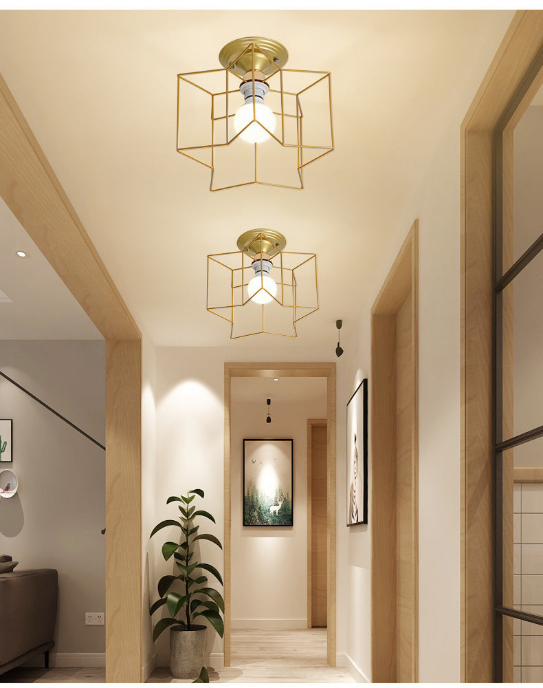 Star Semi Flush Chandelier Industrial Style Metal Ceiling Mount Chandelier for Bedroom Clearhalo 'Ceiling Lights' 'Close To Ceiling Lights' 'Close to ceiling' 'Semi-flushmount' Lighting' 2590856