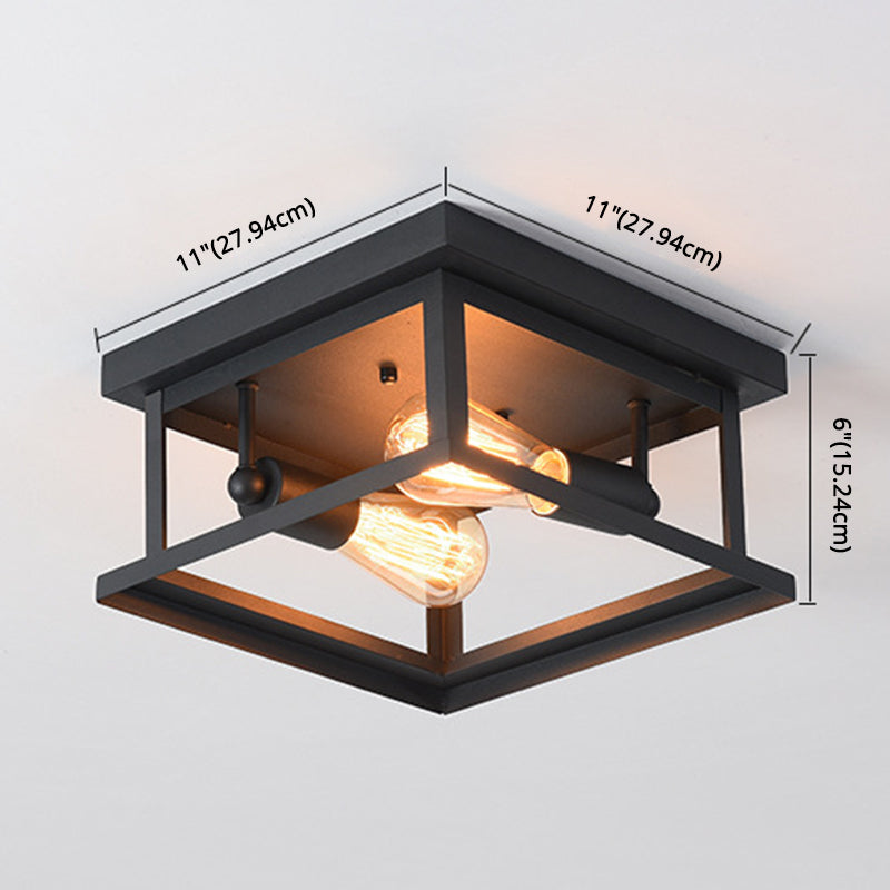 Square Flush Mount Ceiling Light Nordic Industrial Style Metal Ceiling Mount Chandelier for Hallway Clearhalo 'Ceiling Lights' 'Close To Ceiling Lights' 'Close to ceiling' 'Flush mount' 'Industrial Flush Mount' Lighting' 2590937