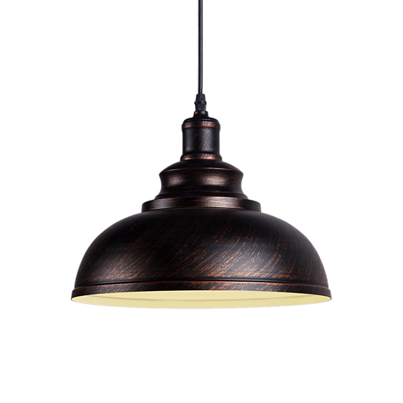 Black/Gray 1 Bulb Hanging Fixture Retro Metal Dome Shade Ceiling Pendant with Adjustable Cord, 12"/14"/16" W Clearhalo 'Art Deco Pendants' 'Black' 'Cast Iron' 'Ceiling Lights' 'Ceramic' 'Crystal' 'Industrial Pendants' 'Industrial' 'Metal' 'Middle Century Pendants' 'Pendant Lights' 'Pendants' 'Rustic Pendants' 'Tiffany' Lighting' 2591