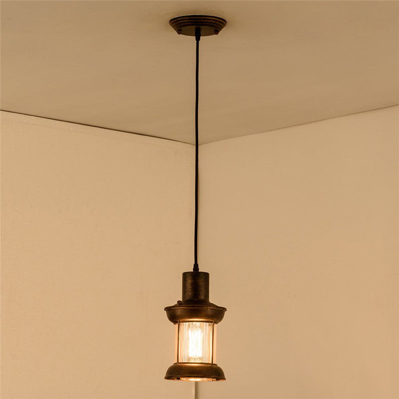 Lantern Restaurant Pendulum Light Country Style Clear Glass 1 Bulb Bronze Pendant Light Fixture Clearhalo 'Art Deco Pendants' 'Cast Iron' 'Ceiling Lights' 'Ceramic' 'Crystal' 'Industrial Pendants' 'Industrial' 'Metal' 'Middle Century Pendants' 'Pendant Lights' 'Pendants' 'Tiffany' Lighting' 2592847