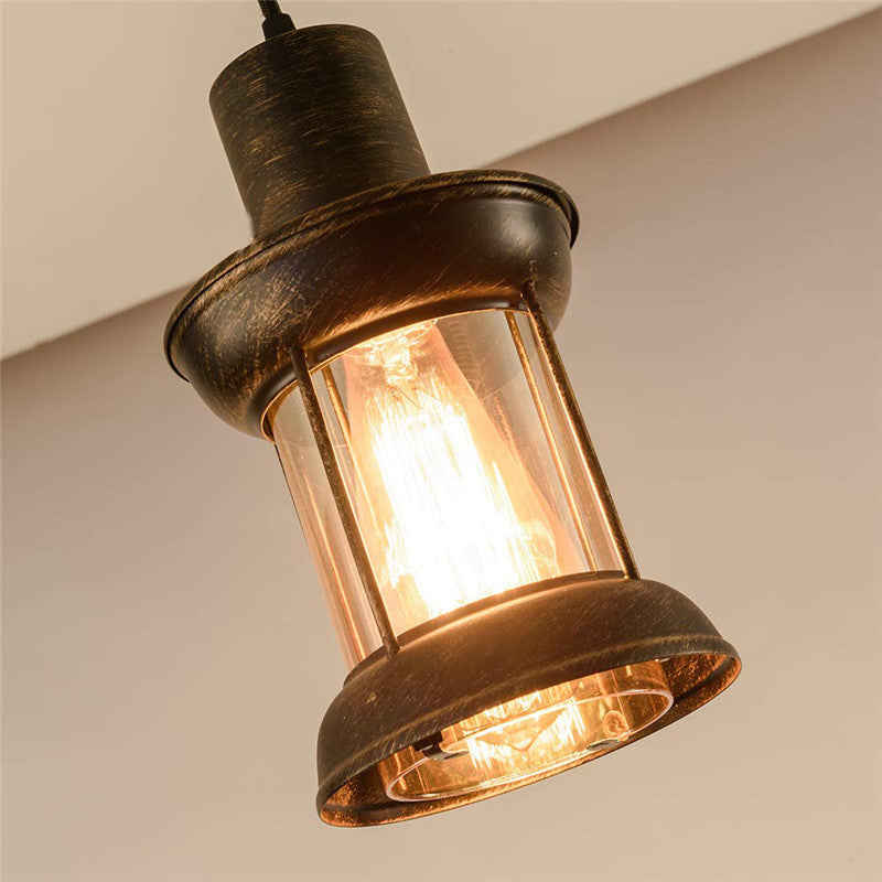 Lantern Restaurant Pendulum Light Country Style Clear Glass 1 Bulb Bronze Pendant Light Fixture Clearhalo 'Art Deco Pendants' 'Cast Iron' 'Ceiling Lights' 'Ceramic' 'Crystal' 'Industrial Pendants' 'Industrial' 'Metal' 'Middle Century Pendants' 'Pendant Lights' 'Pendants' 'Tiffany' Lighting' 2592850