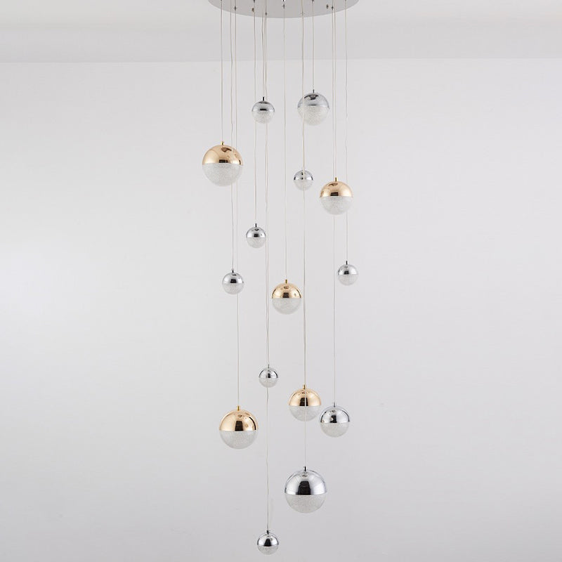 Silver-Gold Globe Multi Pendant Light Minimalist 15-Head Acrylic Bubbles Hanging Light Fixture Silver Clearhalo 'Ceiling Lights' 'Modern Pendants' 'Modern' 'Pendant Lights' 'Pendants' Lighting' 2592876