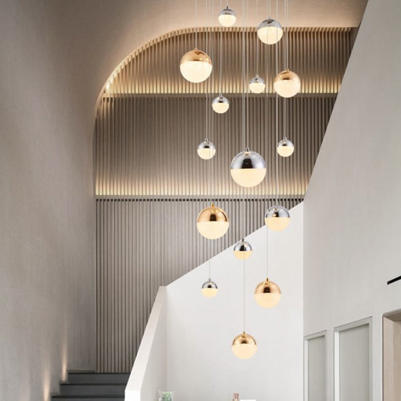 Silver-Gold Globe Multi Pendant Light Minimalist 15-Head Acrylic Bubbles Hanging Light Fixture Clearhalo 'Ceiling Lights' 'Modern Pendants' 'Modern' 'Pendant Lights' 'Pendants' Lighting' 2592878