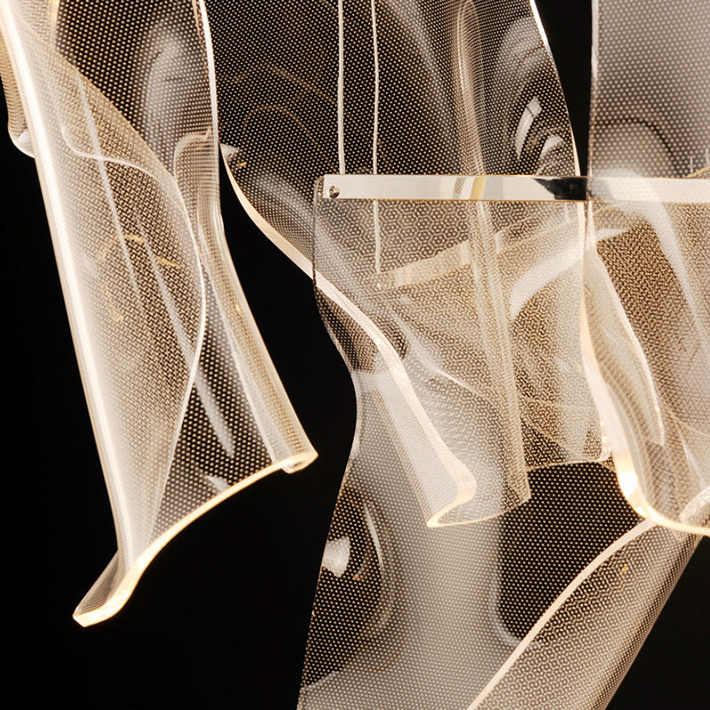 Creative Minimalist LED Ceiling Light Brass Finish Paper Sheet Inspired Multi-Light Pendant with Acrylic Shade Clearhalo 'Ceiling Lights' 'Modern Pendants' 'Modern' 'Pendant Lights' 'Pendants' Lighting' 2592915