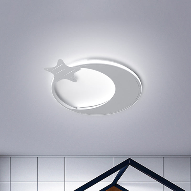 White Moon and Star Flush Mounted Light Modernism Led Ceiling Flush Light in Warm/White Light Clearhalo 'Ceiling Lights' 'Close To Ceiling Lights' 'Close to ceiling' 'Flush mount' Lighting' 259295