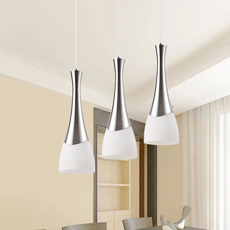 Silver Funnel Shaped Hanging Light Fixture Modern Style White Glass Multi Pendant for Diner Clearhalo 'Ceiling Lights' 'Modern Pendants' 'Modern' 'Pendant Lights' 'Pendants' Lighting' 2592950