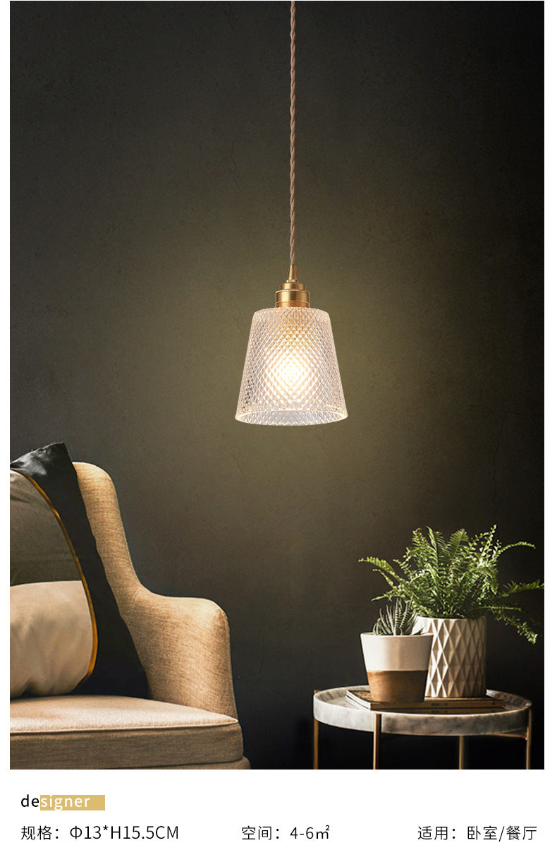 Modern Style Small Pendant Lamp Clear Glass Single-Bulb Bedside Pendulum Light in Brass Clearhalo 'Ceiling Lights' 'Modern Pendants' 'Modern' 'Pendant Lights' 'Pendants' Lighting' 2592977