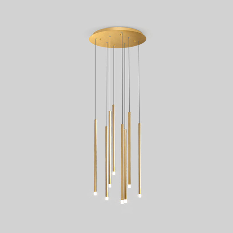 LED Sticks Pendant Lighting Minimalistic Metal Staircase Ceiling Suspension Lamp with Acrylic Shade 8 Gold Clearhalo 'Ceiling Lights' 'Modern Pendants' 'Modern' 'Pendant Lights' 'Pendants' Lighting' 2592980