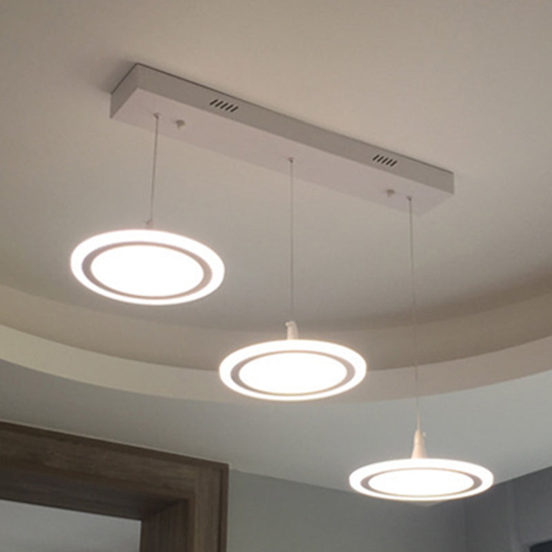 LED Circles Suspension Lighting Minimalist Acrylic Stairs Diner Multi-Light Pendant in White Clearhalo 'Ceiling Lights' 'Modern Pendants' 'Modern' 'Pendant Lights' 'Pendants' Lighting' 2593030
