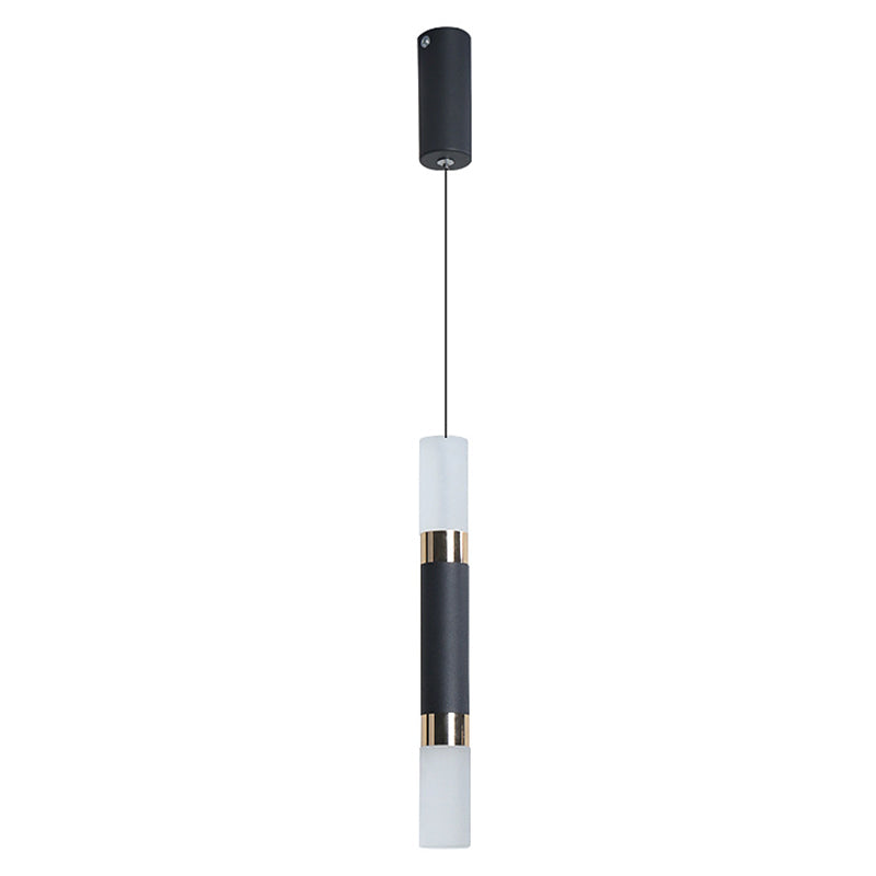 Black Finish Tube Pendant Lamp Modern 1-Head Acrylic LED Ceiling Light Fixture for Bedroom Clearhalo 'Ceiling Lights' 'Modern Pendants' 'Modern' 'Pendant Lights' 'Pendants' Lighting' 2593042