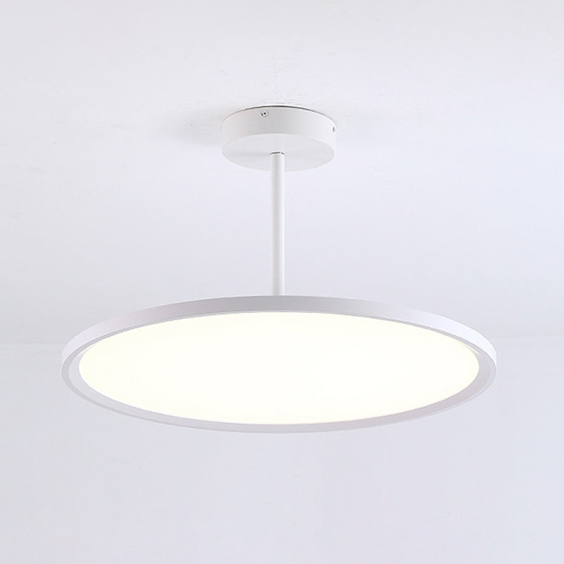 Flat Shade Diner LED Ceiling Light Acrylic Minimalistic Pendant Lighting with Hanging Rod White Natural Clearhalo 'Ceiling Lights' 'Modern Pendants' 'Modern' 'Pendant Lights' 'Pendants' Lighting' 2593053