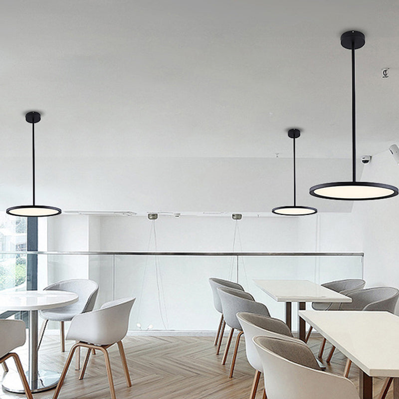 Flat Shade Diner LED Ceiling Light Acrylic Minimalistic Pendant Lighting with Hanging Rod Clearhalo 'Ceiling Lights' 'Modern Pendants' 'Modern' 'Pendant Lights' 'Pendants' Lighting' 2593061