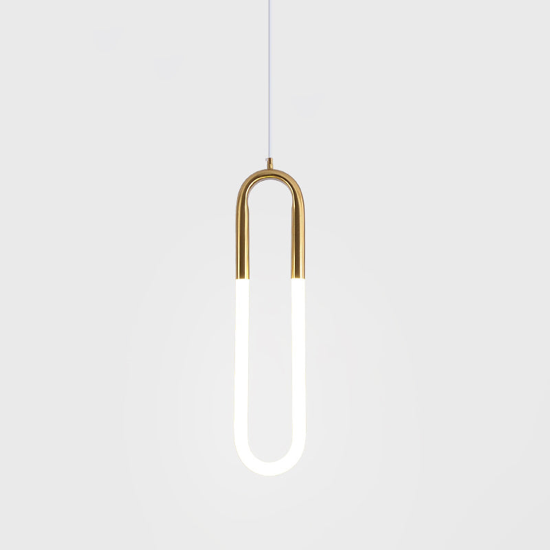U Shaped Acrylic Ceiling Light Novelty Minimalist LED Pendant Lighting Fixture for Living Room Gold Clearhalo 'Ceiling Lights' 'Modern Pendants' 'Modern' 'Pendant Lights' 'Pendants' Lighting' 2593101