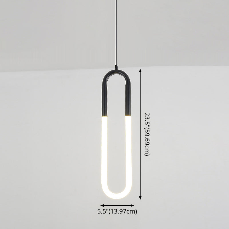 U Shaped Acrylic Ceiling Light Novelty Minimalist LED Pendant Lighting Fixture for Living Room Clearhalo 'Ceiling Lights' 'Modern Pendants' 'Modern' 'Pendant Lights' 'Pendants' Lighting' 2593109
