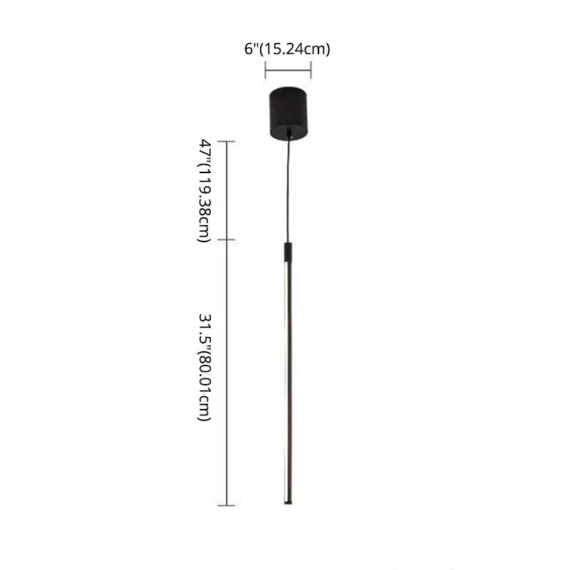 Minimalist Style LED Stick Pendant Metal Bedroom Linear Suspension Lighting in Black Clearhalo 'Ceiling Lights' 'Modern Pendants' 'Modern' 'Pendant Lights' 'Pendants' Lighting' 2593136