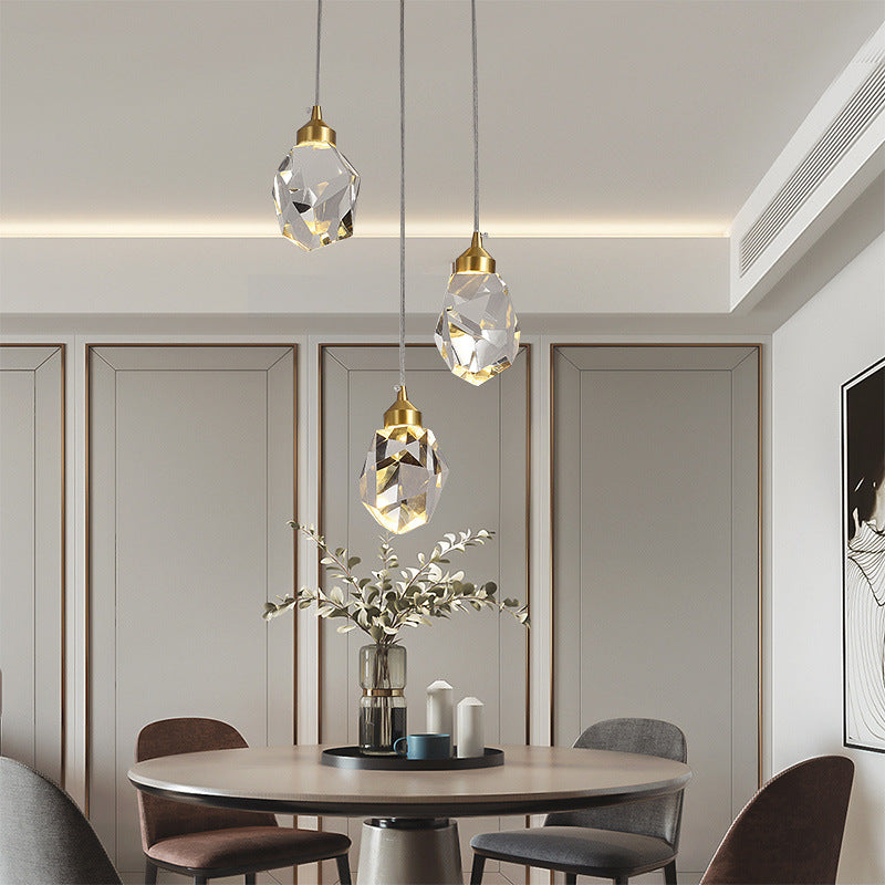 Crystal Stone Shaped LED Hanging Lamp Simple 1-Light Clear Pendant Light for Dining Room Clearhalo 'Ceiling Lights' 'Modern Pendants' 'Modern' 'Pendant Lights' 'Pendants' Lighting' 2593164