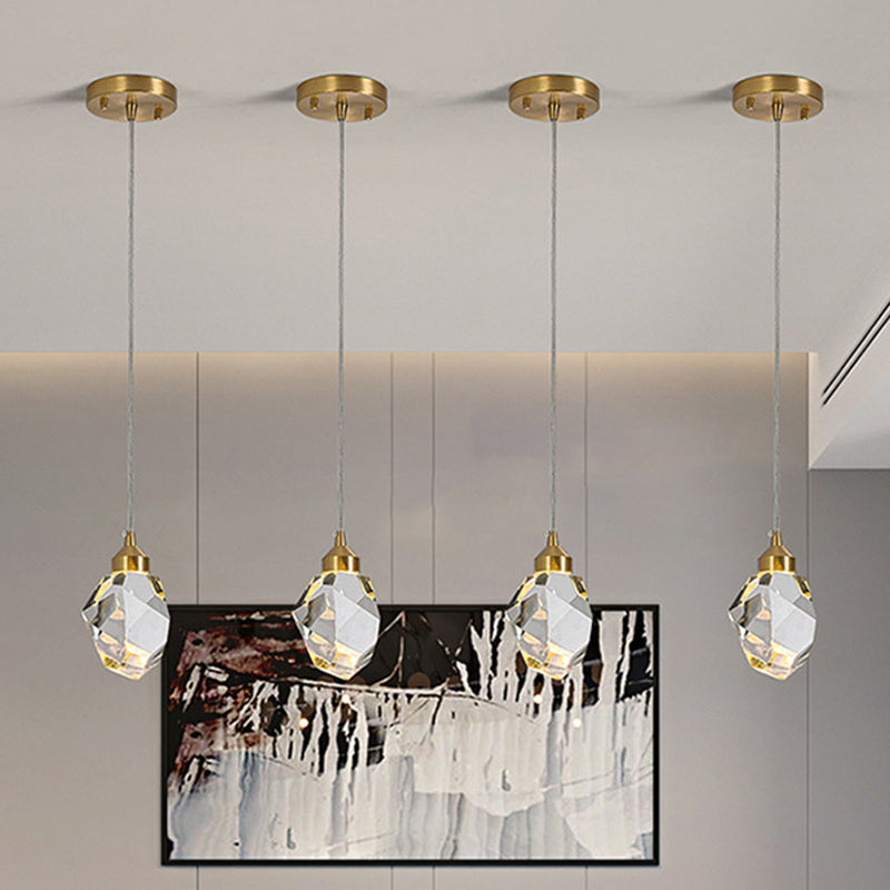 Crystal Stone Shaped LED Hanging Lamp Simple 1-Light Clear Pendant Light for Dining Room Clearhalo 'Ceiling Lights' 'Modern Pendants' 'Modern' 'Pendant Lights' 'Pendants' Lighting' 2593165