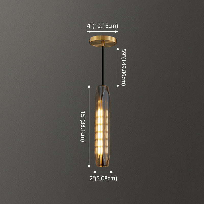 Shaded Pendant Light Fixture Simplicity Crystal Block 1-Light Brass Ceiling Light Clearhalo 'Ceiling Lights' 'Modern Pendants' 'Modern' 'Pendant Lights' 'Pendants' Lighting' 2593210
