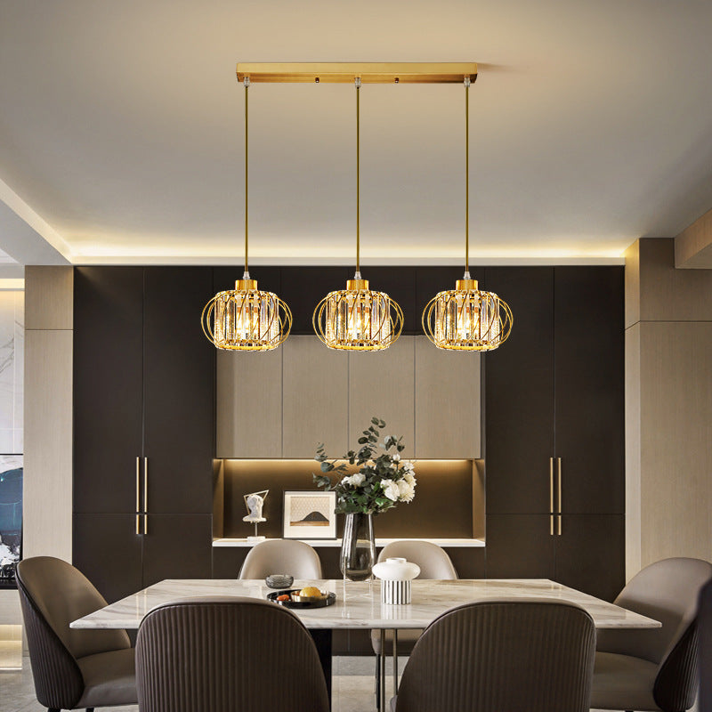 Brass Globe Pendant Light Modern Style Crystal Hanging Ceiling Lantern for Diner Clearhalo 'Ceiling Lights' 'Modern Pendants' 'Modern' 'Pendant Lights' 'Pendants' Lighting' 2593216