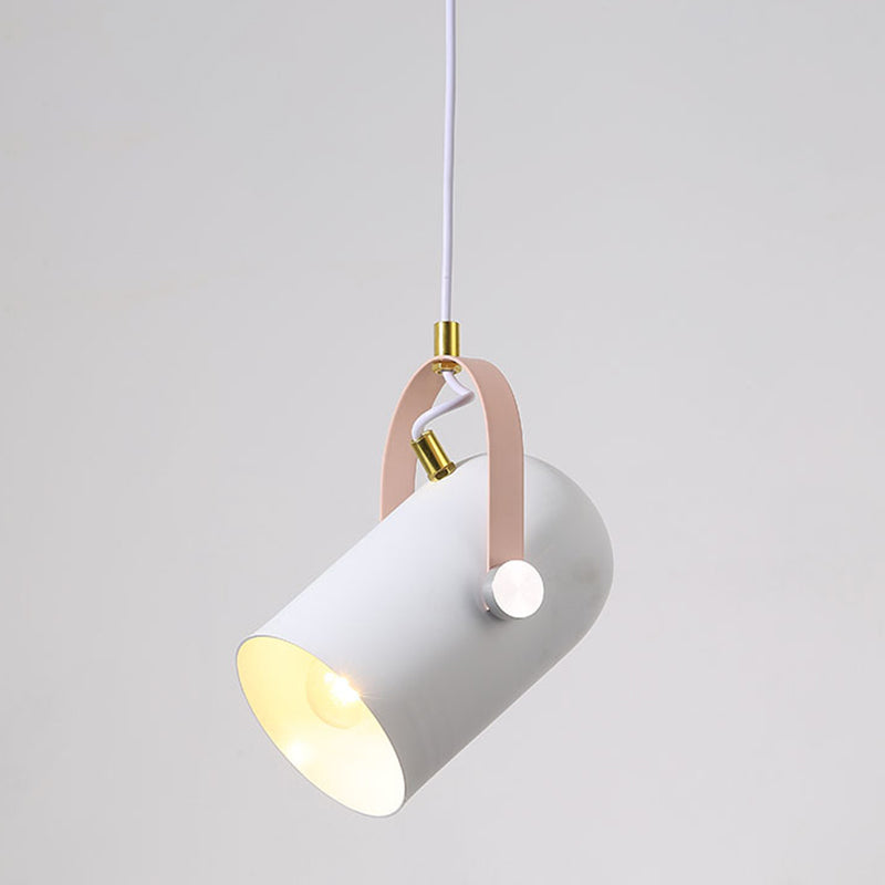 Metal Cylindrical Spotlight Macaron 1 Head Commercial Pendant Lighting with Adjustable Handle Clearhalo 'Ceiling Lights' 'Modern Pendants' 'Modern' 'Pendant Lights' 'Pendants' Lighting' 2593298