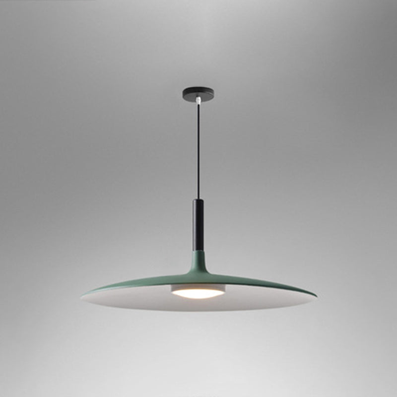 Flying Saucer LED Suspension Lamp Novelty Minimalist Metal Restaurant Hanging Pendant Green 14" Clearhalo 'Ceiling Lights' 'Modern Pendants' 'Modern' 'Pendant Lights' 'Pendants' Lighting' 2593375