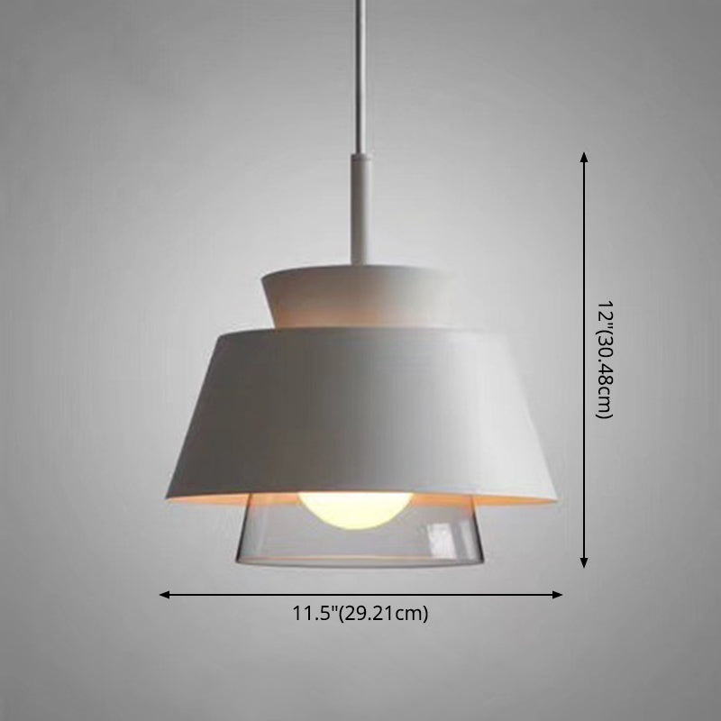 2-Shade Pendulum Light Macaron Metal and Glass 1-Bulb Restaurant Ceiling Pendant Lamp Clearhalo 'Ceiling Lights' 'Modern Pendants' 'Modern' 'Pendant Lights' 'Pendants' Lighting' 2593414
