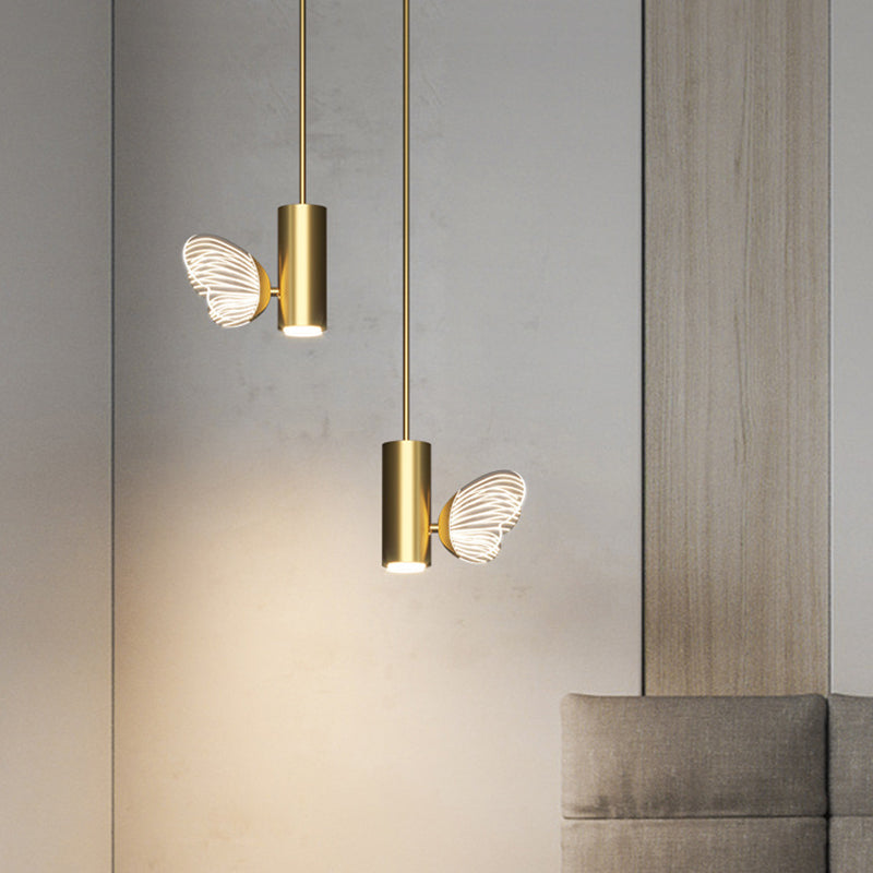 Simple Style LED Spotlight Brass Finish Twig and Butterfly Pendant Light with Acrylic Shade Clearhalo 'Ceiling Lights' 'Modern Pendants' 'Modern' 'Pendant Lights' 'Pendants' Lighting' 2593480