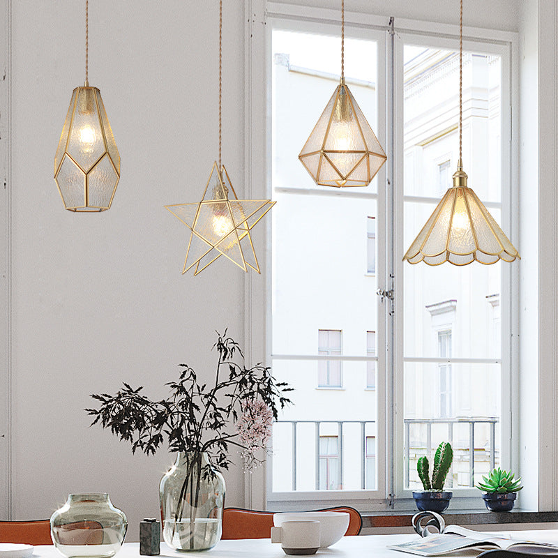 Suspended Lighting Fixture Tiffany Style Shaded Glass Hanging Pendant with Brass Canopy Clearhalo 'Ceiling Lights' 'Glass shade' 'Glass' 'Modern Pendants' 'Modern' 'Pendant Lights' 'Pendants' Lighting' 2593517