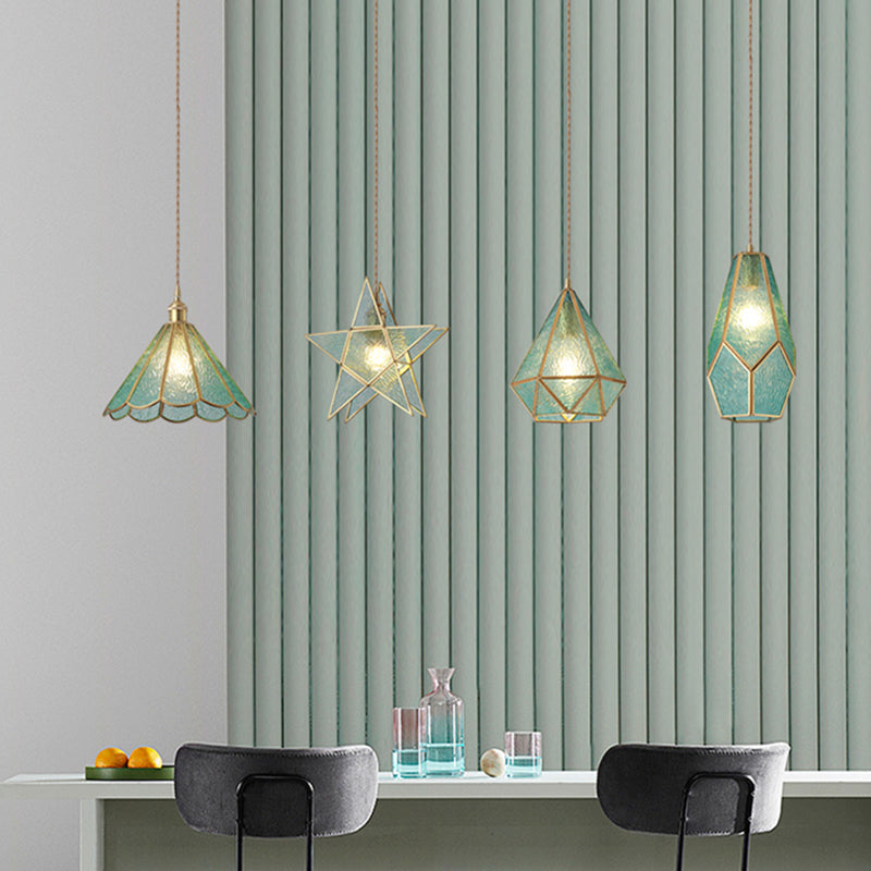 Suspended Lighting Fixture Tiffany Style Shaded Glass Hanging Pendant with Brass Canopy Clearhalo 'Ceiling Lights' 'Glass shade' 'Glass' 'Modern Pendants' 'Modern' 'Pendant Lights' 'Pendants' Lighting' 2593555
