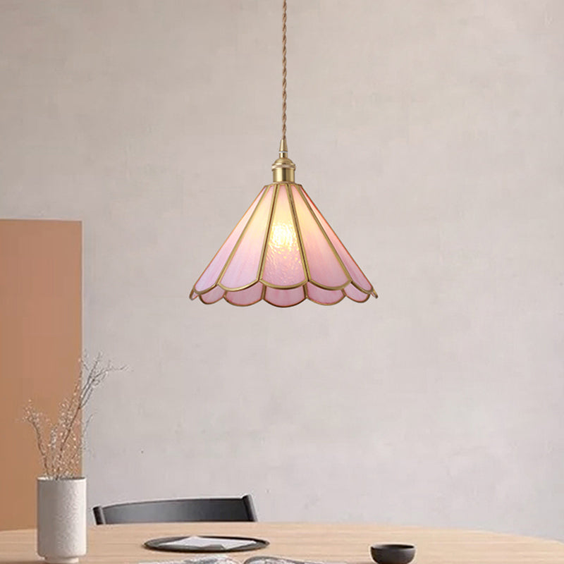 Suspended Lighting Fixture Tiffany Style Shaded Glass Hanging Pendant with Brass Canopy Clearhalo 'Ceiling Lights' 'Glass shade' 'Glass' 'Modern Pendants' 'Modern' 'Pendant Lights' 'Pendants' Lighting' 2593558