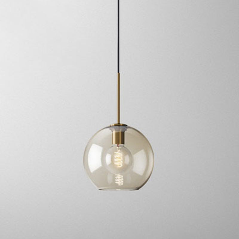 1-Light Pendant Lamp Vintage Cafe Hanging Light with Geometric Glass Shade in Brass Brass Round Clearhalo 'Art Deco Pendants' 'Cast Iron' 'Ceiling Lights' 'Ceramic' 'Crystal' 'Industrial Pendants' 'Industrial' 'Metal' 'Middle Century Pendants' 'Pendant Lights' 'Pendants' 'Tiffany' Lighting' 2593774