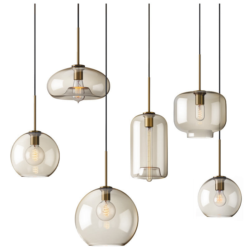 1-Light Pendant Lamp Vintage Cafe Hanging Light with Geometric Glass Shade in Brass Clearhalo 'Art Deco Pendants' 'Cast Iron' 'Ceiling Lights' 'Ceramic' 'Crystal' 'Industrial Pendants' 'Industrial' 'Metal' 'Middle Century Pendants' 'Pendant Lights' 'Pendants' 'Tiffany' Lighting' 2593780
