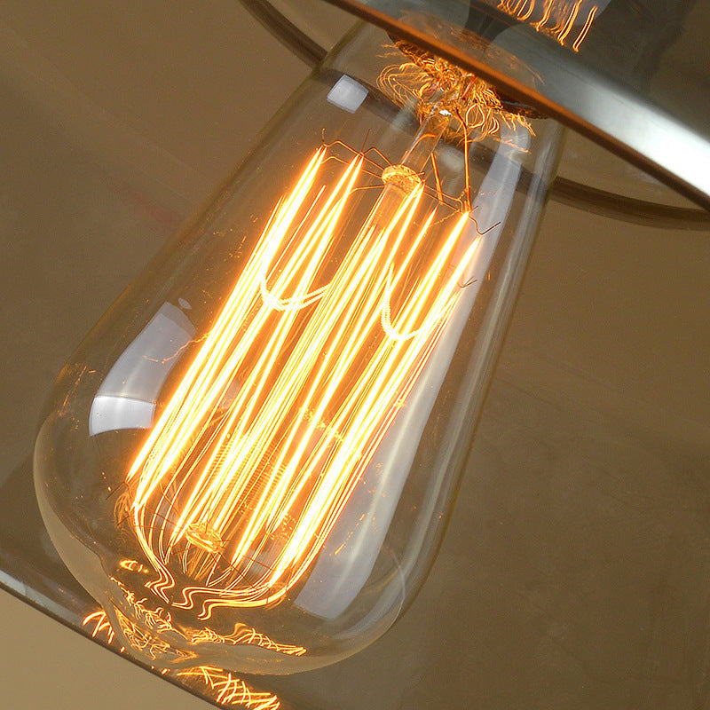 1 Bulb Smoke Grey Glass Pendant Light Industrial Black Barn Shaped Diner Suspension Lighting Clearhalo 'Art Deco Pendants' 'Cast Iron' 'Ceiling Lights' 'Ceramic' 'Crystal' 'Industrial Pendants' 'Industrial' 'Metal' 'Middle Century Pendants' 'Pendant Lights' 'Pendants' 'Tiffany' Lighting' 2593798