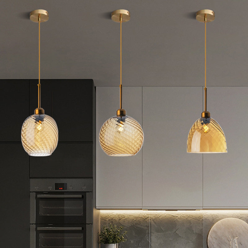 Twisted Glass Round Hanging Lamp Loft Style 1 Bulb Dining Room Ceiling Light Fixture Clearhalo 'Art Deco Pendants' 'Cast Iron' 'Ceiling Lights' 'Ceramic' 'Crystal' 'Industrial Pendants' 'Industrial' 'Metal' 'Middle Century Pendants' 'Pendant Lights' 'Pendants' 'Tiffany' Lighting' 2593807