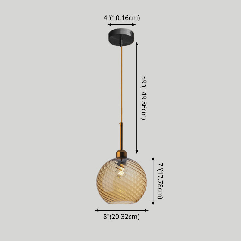 Twisted Glass Round Hanging Lamp Loft Style 1 Bulb Dining Room Ceiling Light Fixture Clearhalo 'Art Deco Pendants' 'Cast Iron' 'Ceiling Lights' 'Ceramic' 'Crystal' 'Industrial Pendants' 'Industrial' 'Metal' 'Middle Century Pendants' 'Pendant Lights' 'Pendants' 'Tiffany' Lighting' 2593821