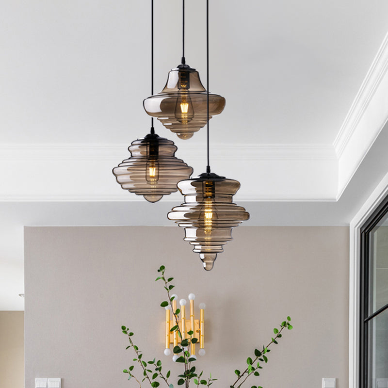 1 Head Spool Shaped Ceiling Pendant Light Retro Glass Hanging Light Fixture for Restaurant Clearhalo 'Art Deco Pendants' 'Cast Iron' 'Ceiling Lights' 'Ceramic' 'Crystal' 'Industrial Pendants' 'Industrial' 'Metal' 'Middle Century Pendants' 'Pendant Lights' 'Pendants' 'Tiffany' Lighting' 2593848