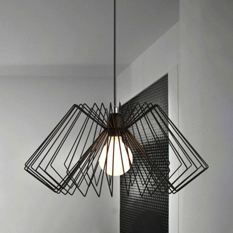 Metal Spider Web Shaped Hanging Lamp Vintage 1-Light Cafe Pendant Light Fixture Clearhalo 'Art Deco Pendants' 'Black' 'Cast Iron' 'Ceiling Lights' 'Ceramic' 'Crystal' 'Industrial Pendants' 'Industrial' 'Metal' 'Middle Century Pendants' 'Pendant Lights' 'Pendants' 'Rustic Pendants' 'Tiffany' Lighting' 2593917