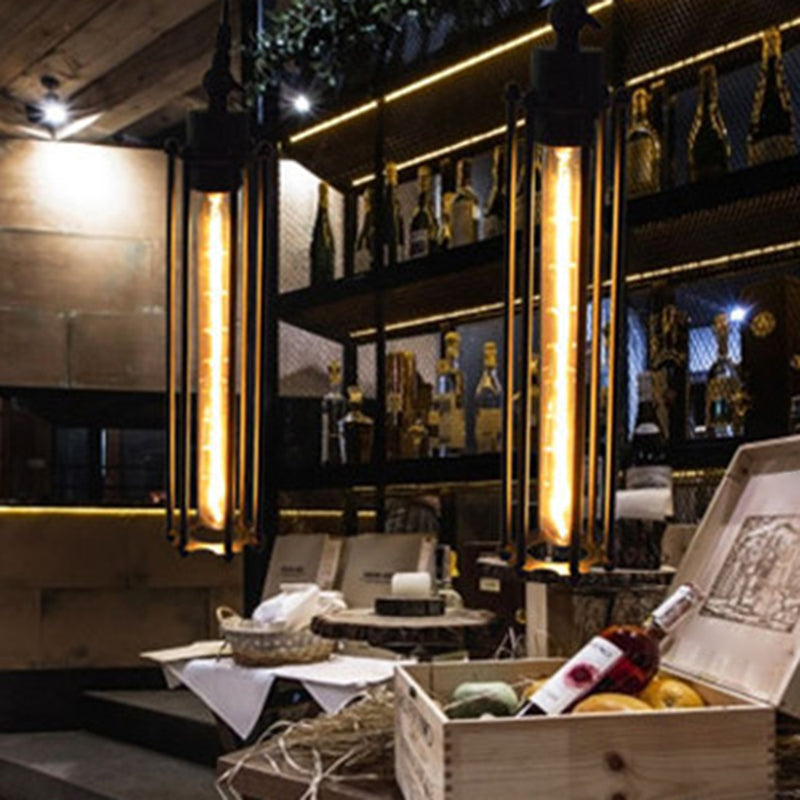 1-Bulb Cylindrical Ceiling Fixture Industrial Black Iron Cage Pendant Light for Bar Clearhalo 'Art Deco Pendants' 'Black' 'Cast Iron' 'Ceiling Lights' 'Ceramic' 'Crystal' 'Industrial Pendants' 'Industrial' 'Metal' 'Middle Century Pendants' 'Pendant Lights' 'Pendants' 'Rustic Pendants' 'Tiffany' Lighting' 2593930