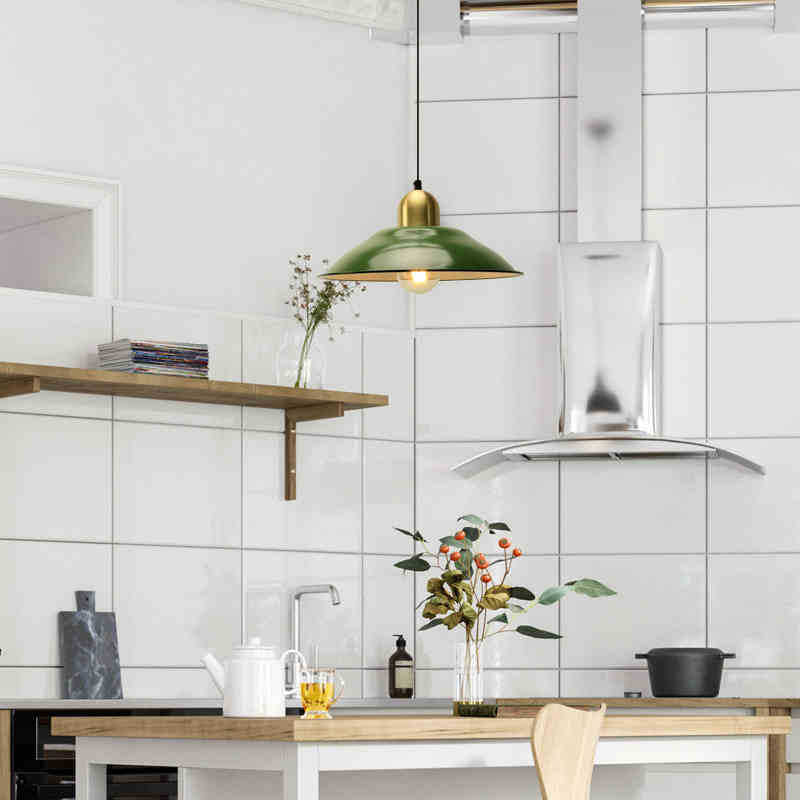 Enamel Green Shaded Suspension Lamp Retro Metal 1-Light Cafe Hanging Light Fixture Clearhalo 'Art Deco Pendants' 'Cast Iron' 'Ceiling Lights' 'Ceramic' 'Crystal' 'Industrial Pendants' 'Industrial' 'Metal' 'Middle Century Pendants' 'Pendant Lights' 'Pendants' 'Tiffany' Lighting' 2593935