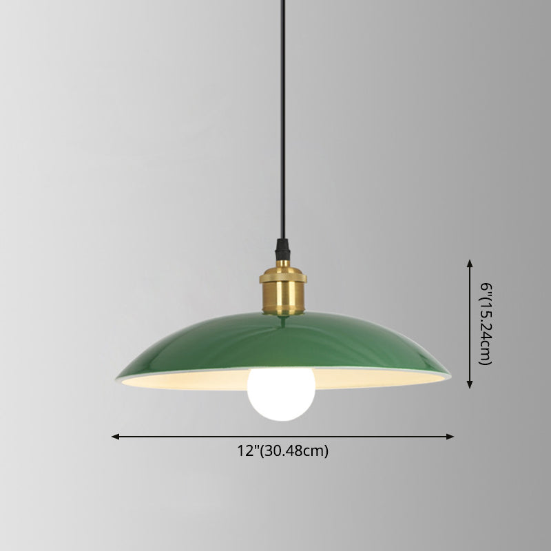 Enamel Green Shaded Suspension Lamp Retro Metal 1-Light Cafe Hanging Light Fixture Clearhalo 'Art Deco Pendants' 'Cast Iron' 'Ceiling Lights' 'Ceramic' 'Crystal' 'Industrial Pendants' 'Industrial' 'Metal' 'Middle Century Pendants' 'Pendant Lights' 'Pendants' 'Tiffany' Lighting' 2593942