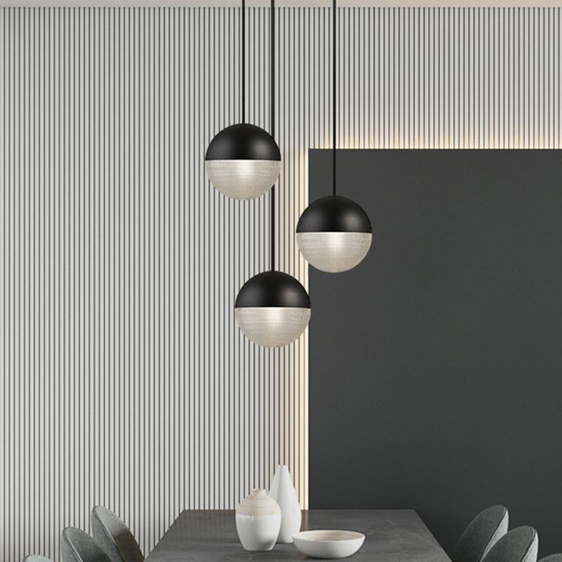 Modern Style Hemispherical Glass Hanging Light Frosted Metal Lamp Body 1-light Pendant Light for Aisle Bar Clearhalo 'Ceiling Lights' 'Modern Pendants' 'Modern' 'Pendant Lights' 'Pendants' Lighting' 2594154