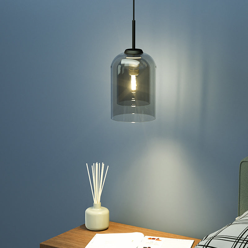 Double Glasses Shade Minimalist Hanging Light 1-light Modern Mini Pendant Light for Aisle Bedroom Clearhalo 'Ceiling Lights' 'Glass shade' 'Glass' 'Modern Pendants' 'Modern' 'Pendant Lights' 'Pendants' Lighting' 2594231