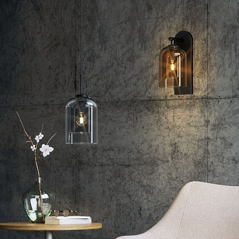 Double Glasses Shade Minimalist Hanging Light 1-light Modern Mini Pendant Light for Aisle Bedroom Clearhalo 'Ceiling Lights' 'Glass shade' 'Glass' 'Modern Pendants' 'Modern' 'Pendant Lights' 'Pendants' Lighting' 2594235