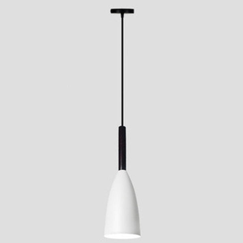 Goblet Shaped Down Lighting Pendant Lamp Macaroon Metal Single Light Hanging Light for Dining Room White Clearhalo 'Ceiling Lights' 'Modern Pendants' 'Modern' 'Pendant Lights' 'Pendants' Lighting' 2594410
