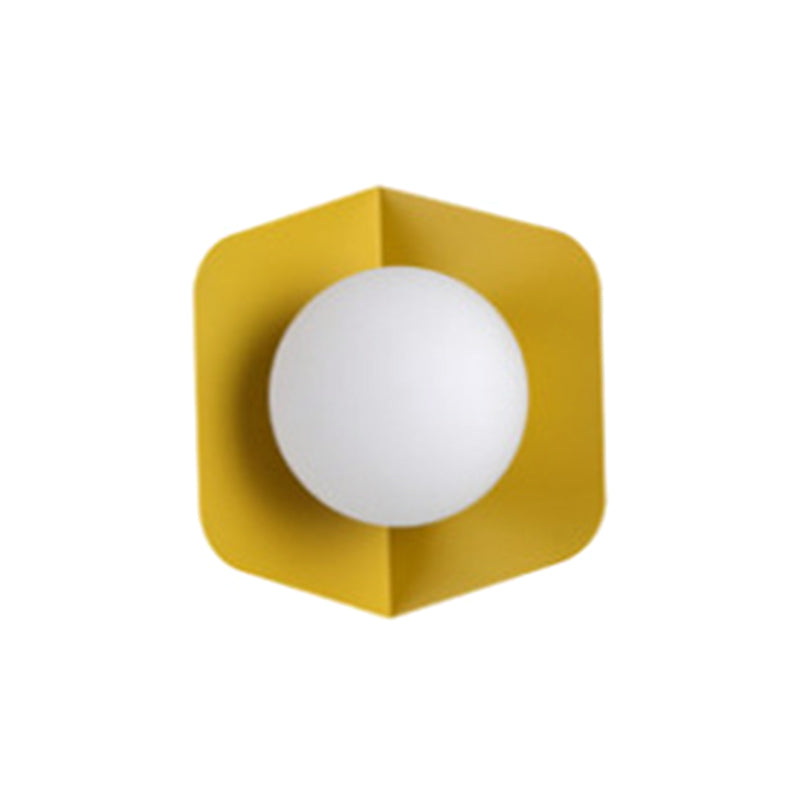 Macaroon Metal Sconce Indoor Decoration Nordic Modern Style LED Light Yellow Clearhalo 'Wall Lamps & Sconces' 'Wall Lights' Lighting' 2594622