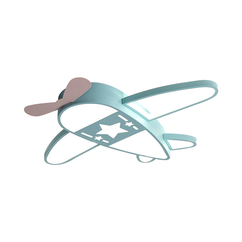 Pink/Blue Plane Flushmount Lighting Metal Modernism LED Flush Mount Lamp in Warm/White Light, 19.5"/25.5" Width Clearhalo 'Ceiling Lights' 'Close To Ceiling Lights' 'Close to ceiling' 'Flush mount' Lighting' 259768